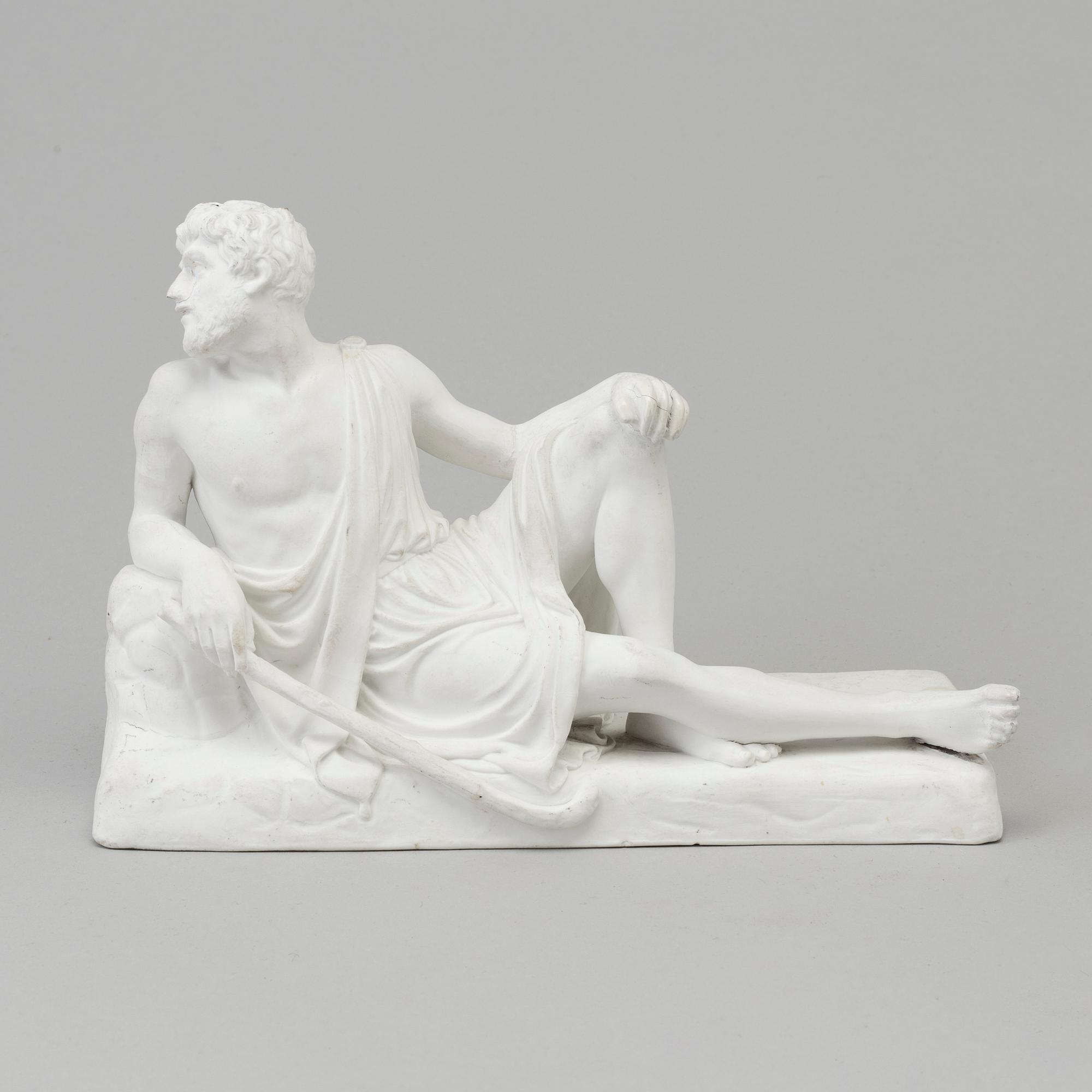A biscuit scultpure of a shepherd, after Bertel Thorvaldsen, Bing & Gröndahl, Denmark, 20th Century.