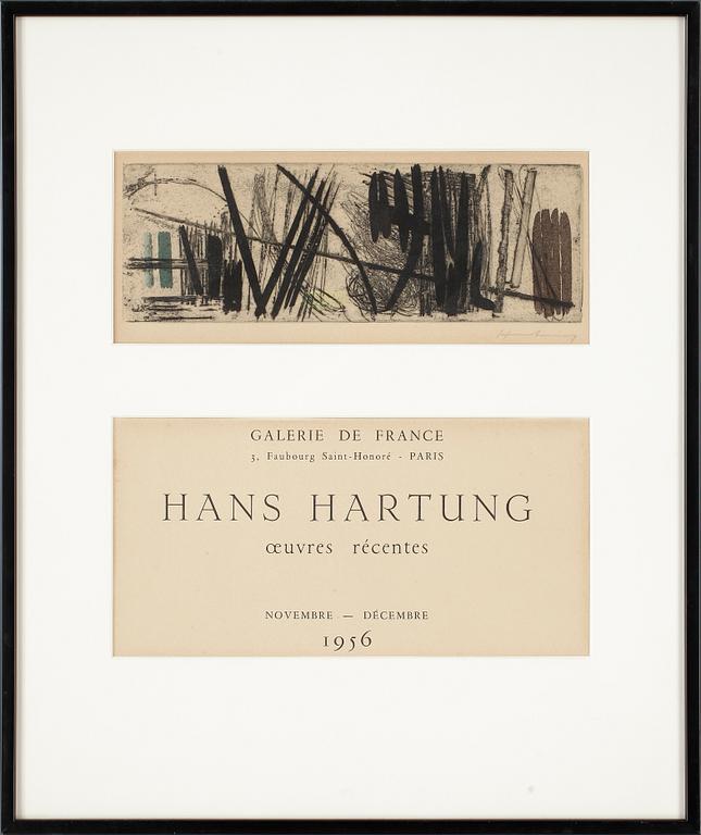 HANS HARTUNG, etsning, 1956, signerad.