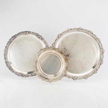 Trays 3 pcs of nickel silver, first half of the 20th century.