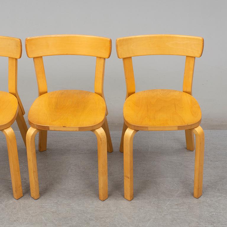 ALVAR AALTO, bord samt 4 stolar modell 69, Artek, 1900-talets slut.