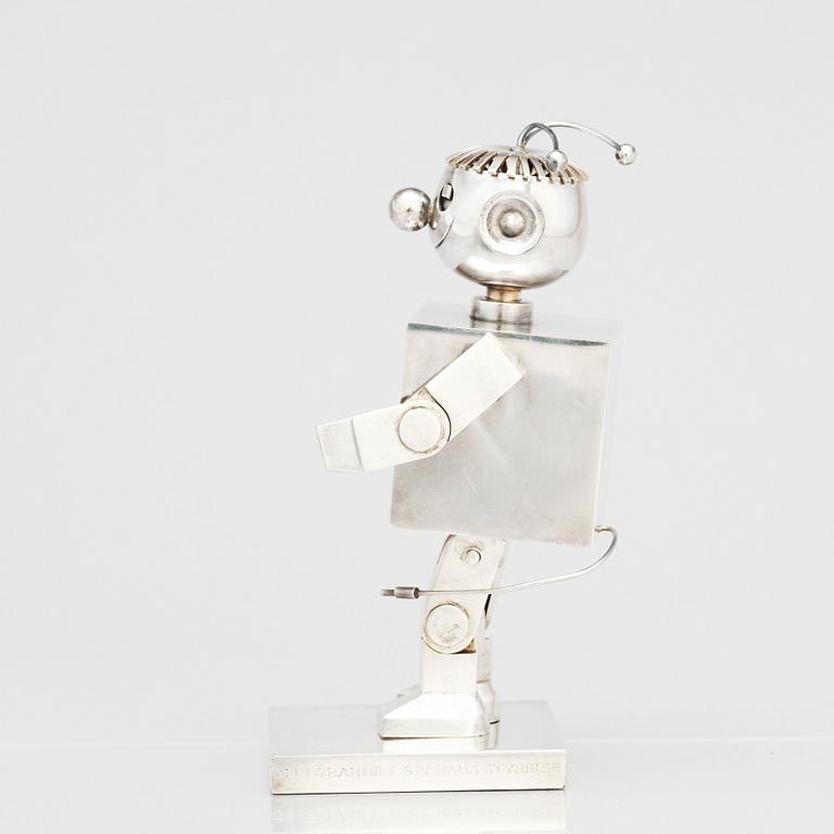 Atelier Borgila, a sterling and 18k gold sculpture of a robot, Stockholm 1970.