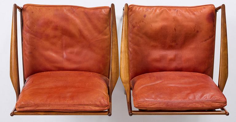 Ib Kofod-Larsen, a pair of rosewood "Samsö" armchairs, Olof Persons Fåtöljindustri (OPE), Jönköping, 1960s.