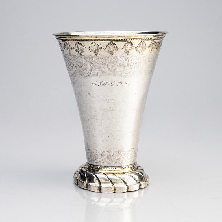 A Swedish parcel-gilt silver beaker, mark of Nils Hoffberg the younger, Stockholm 1759.