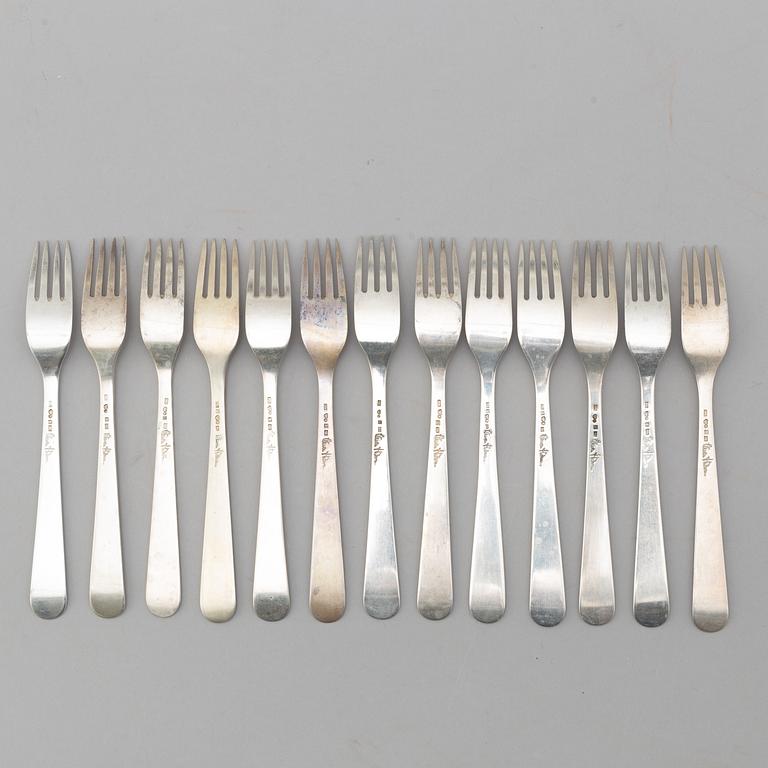 Wiwen Nilsson, a set of 32 pcs of luncheon silver flatware, Lund, Sweden 1956-69.