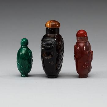 A set of three Chinese snuff bottles.