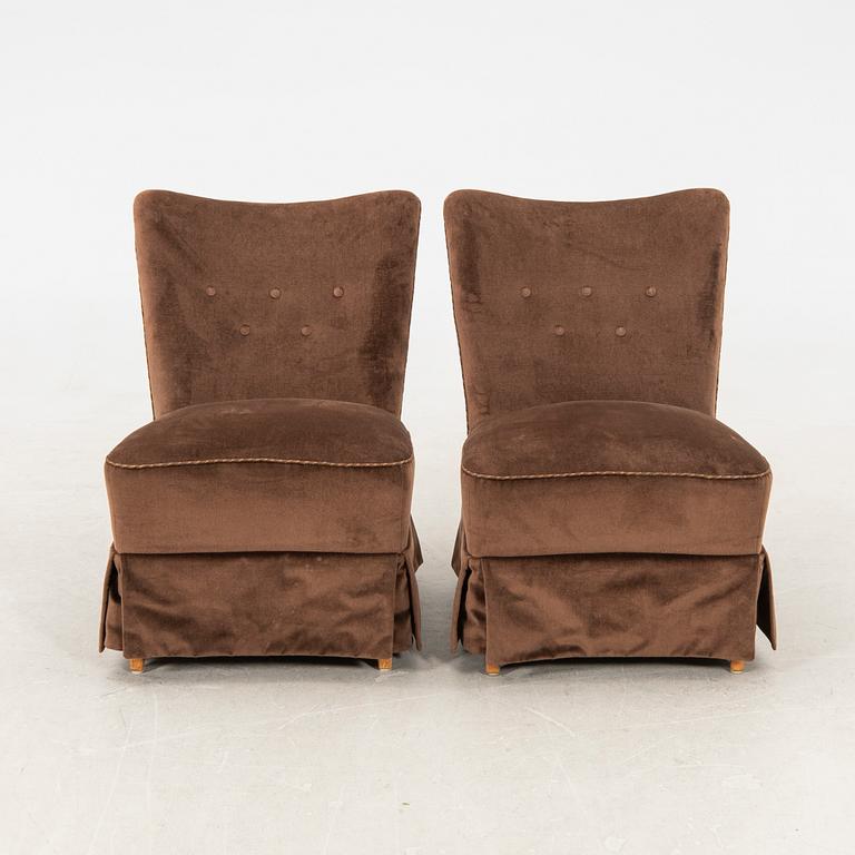 Armchairs, a pair from the 1940s.