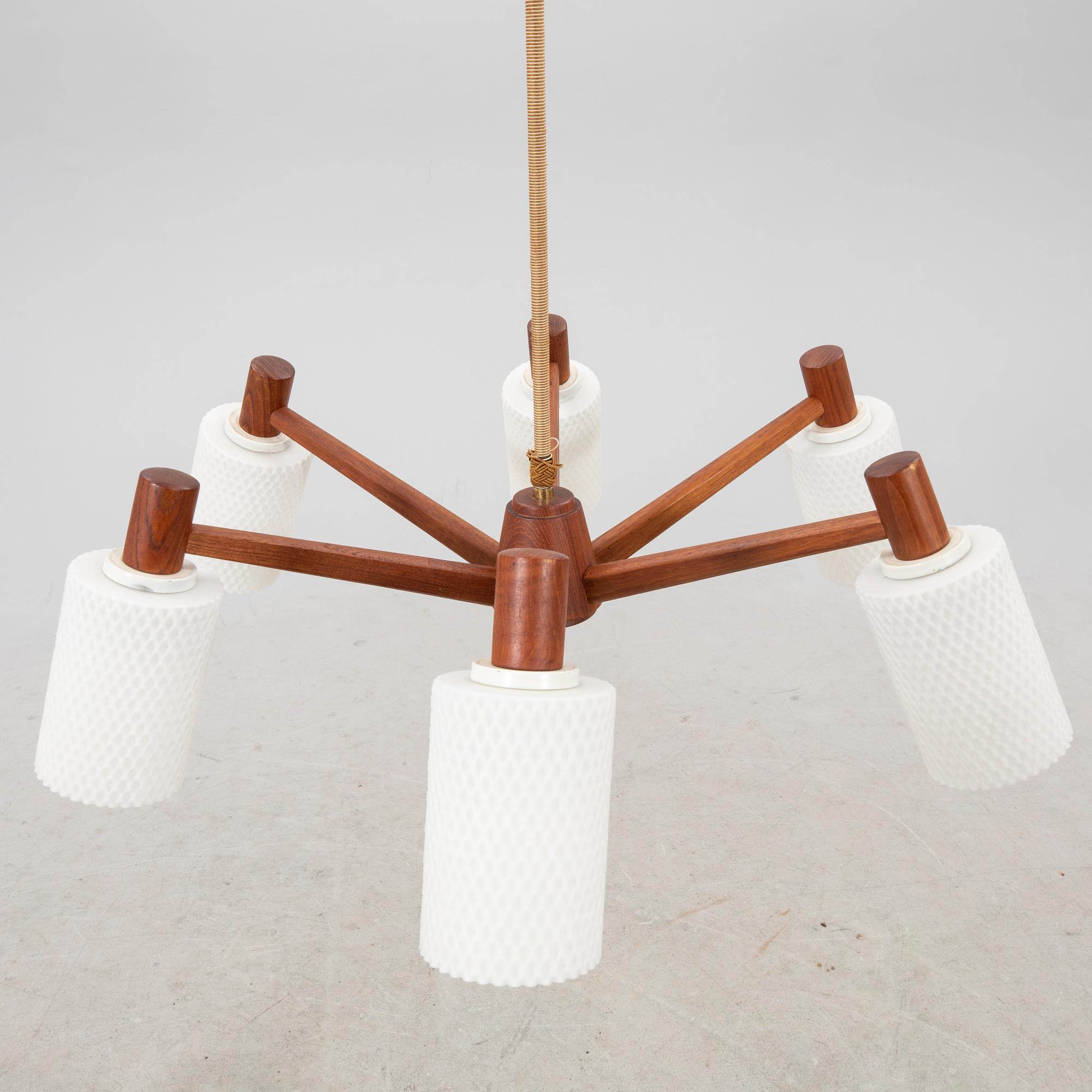A 1950/60s teak ceiling pendant.