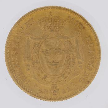A gold 1 ducat coin Karl XIV Johan of Sweden, 1841.