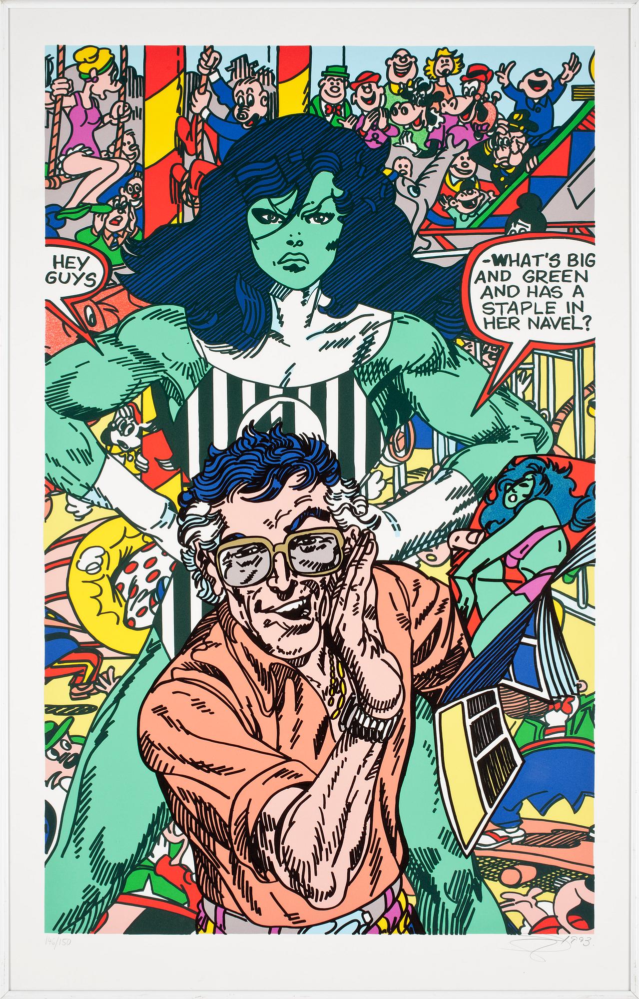 GUDMUNDUR ERRO, färglitografi, signerad, daterad och numrerad 146/150, 1993.