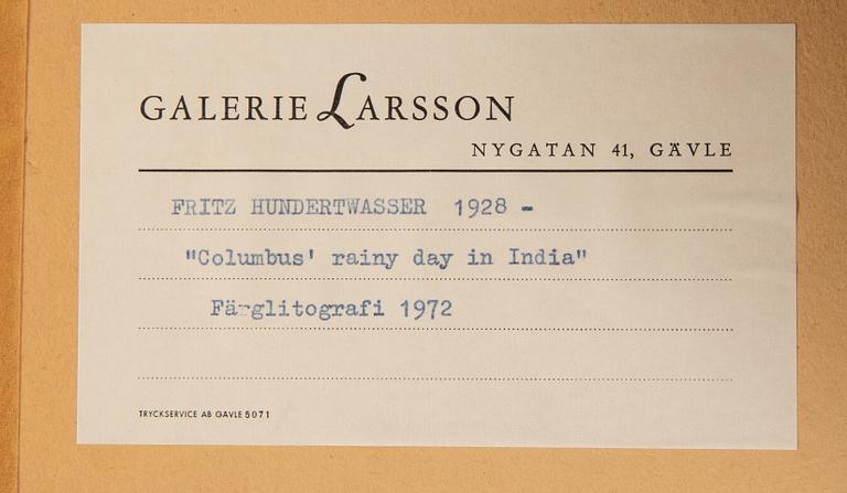 Friedensreich Hundertwasser, "Columbus Rainy Day in India", 1972.