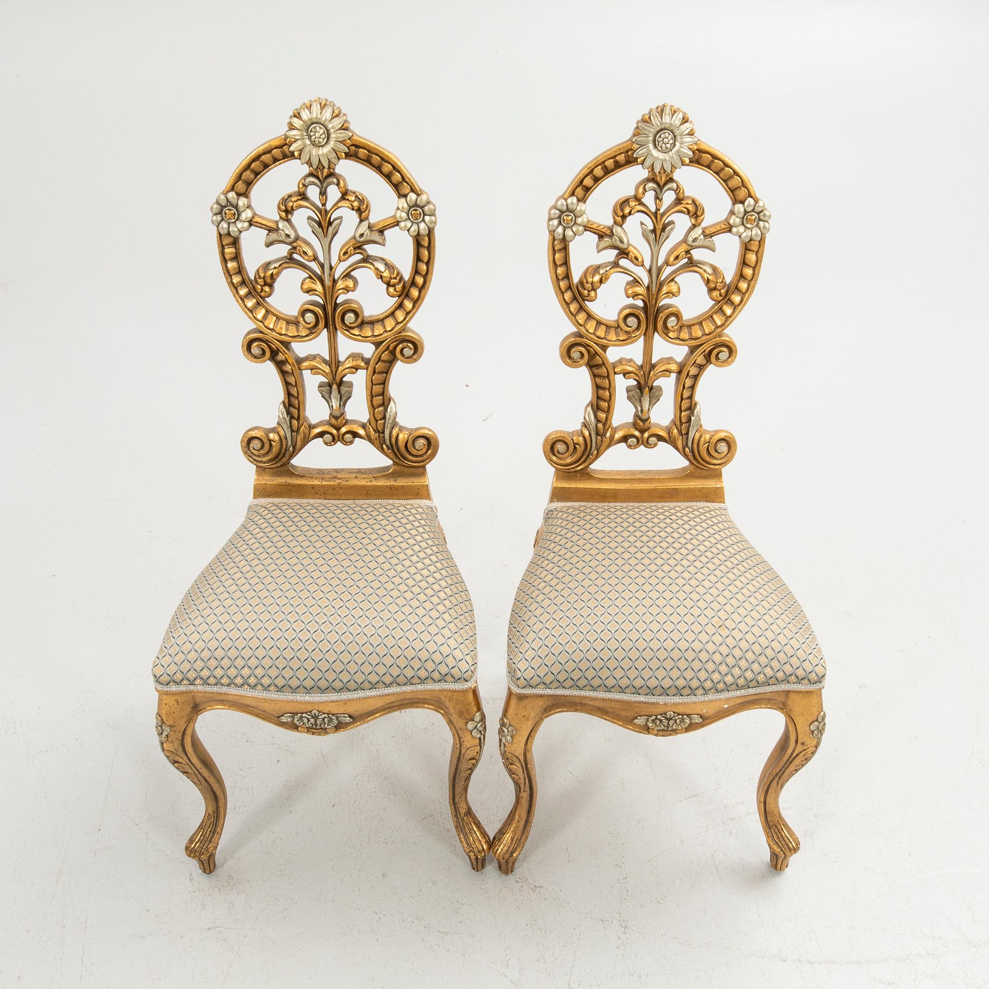 Chairs, 1 pair, Rococo style, first half of the 20th century.