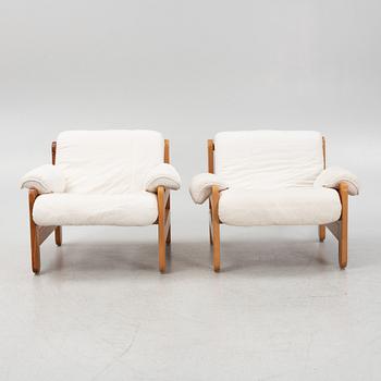 A pair of pinewood easy chairs from Ikea, 1970s/80s.