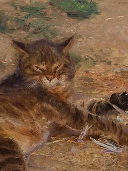 Bruno Liljefors, Cat and wagtail.