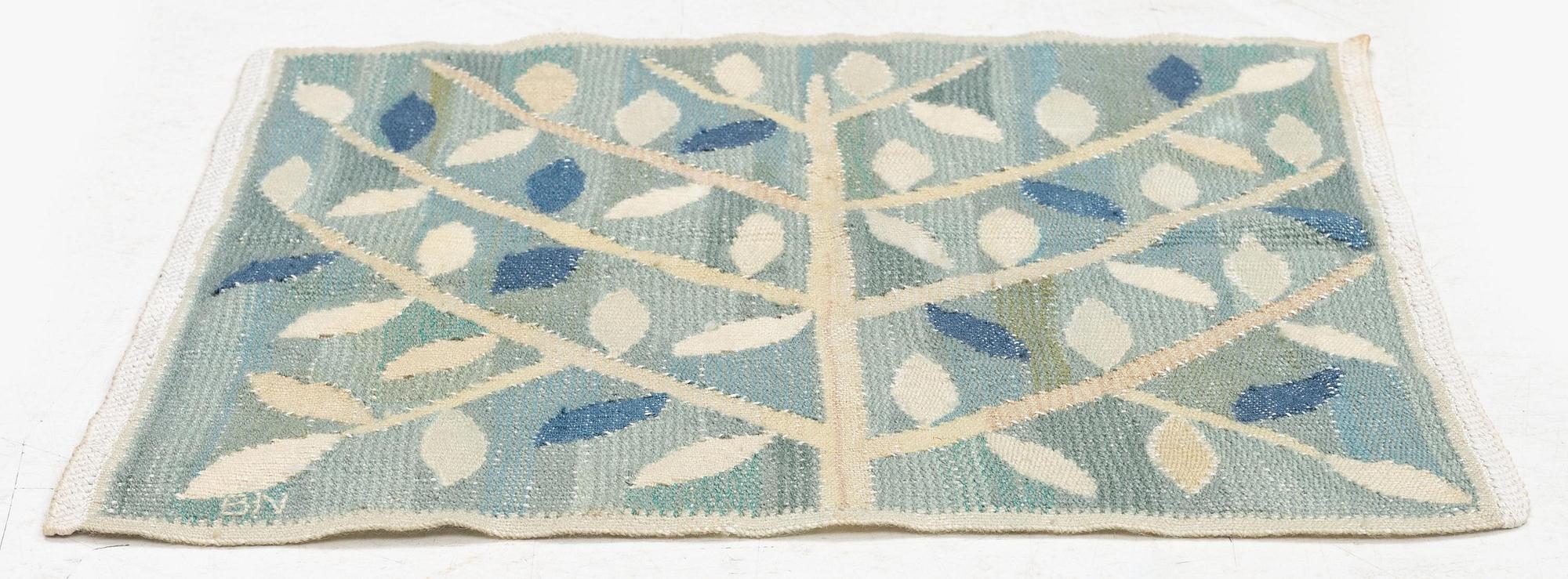 Barbro Nilsson, a textile, 'Grön kvist', tapestry weave, c 44 x 44 cm, signed BN.