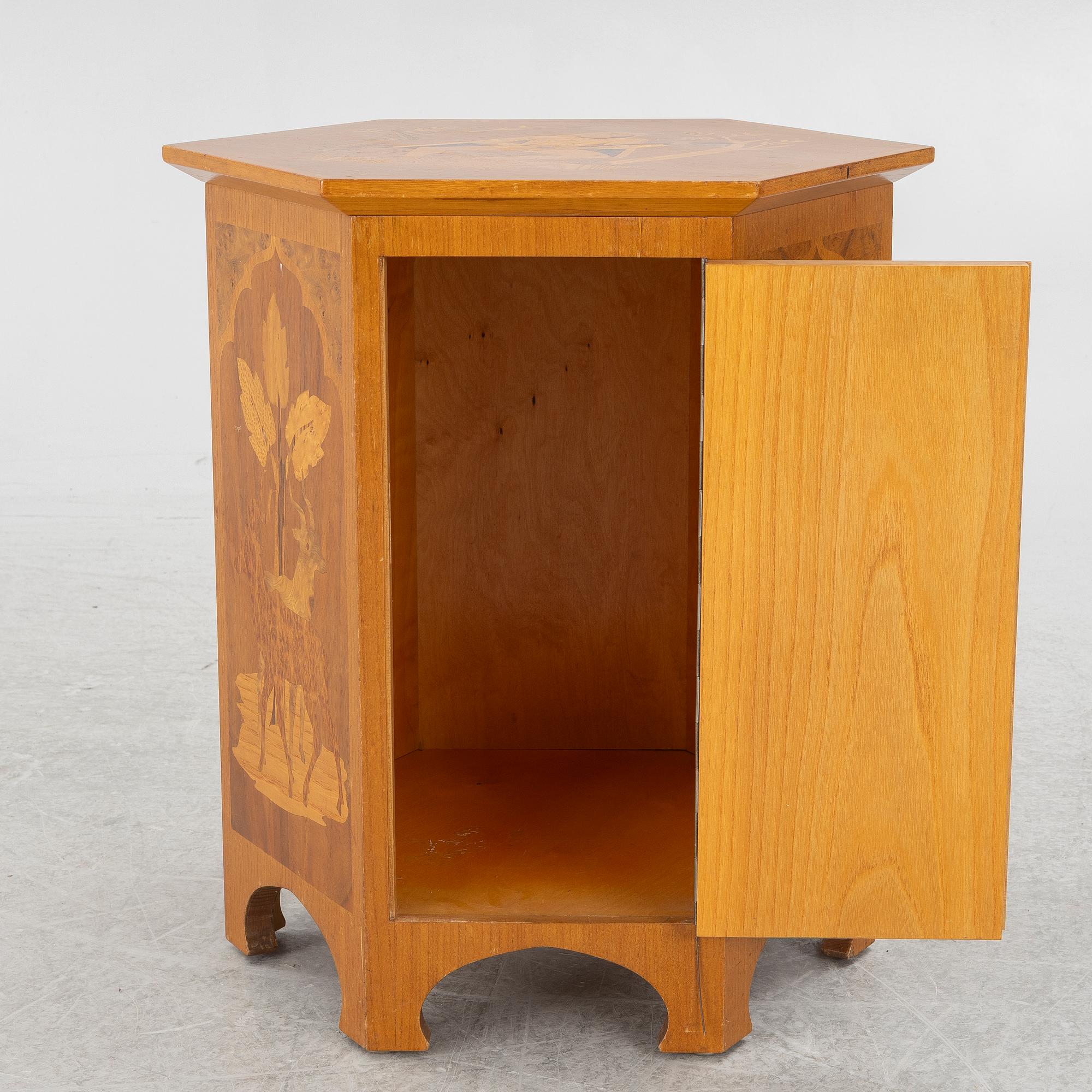 A smoking table, probably Birger Ekman, Mjölby Intarsia, 1930s.