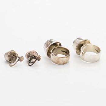 Rings and earrings, silver, Tillander, 1950 / 60s.