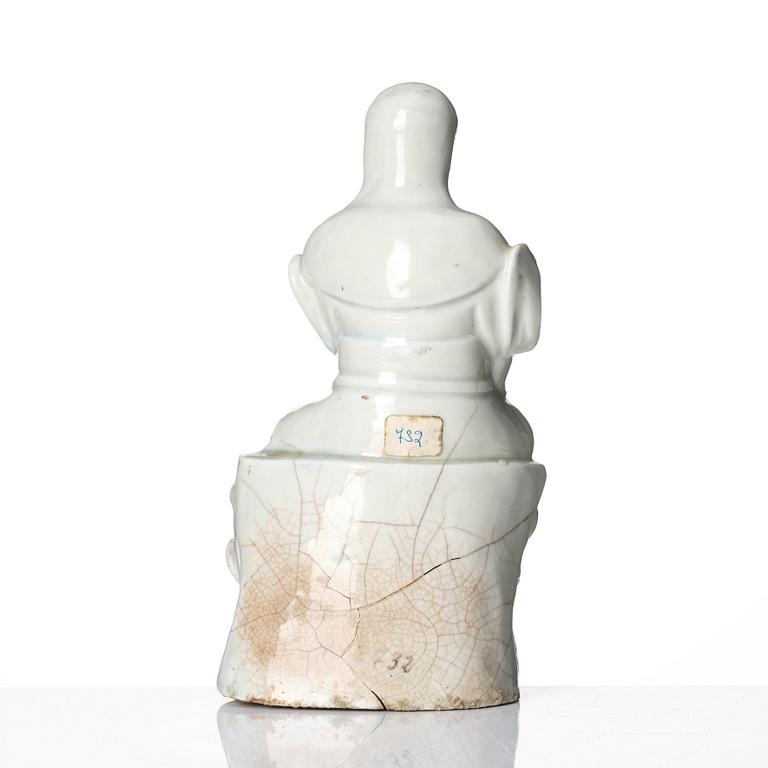 A Chinese blanc de chine/dehua figure of a Zhenwu, late Ming dynasty (17th century).