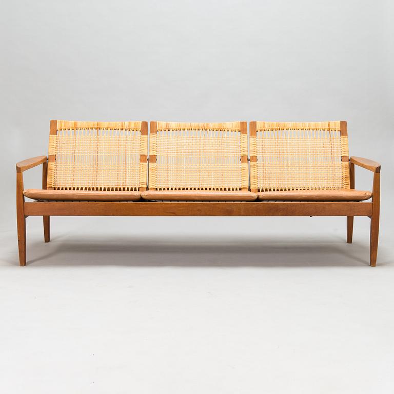 Hans Olsen, A teak and rattan sofa for Juul Kristensen, Denmark, late 1950s.