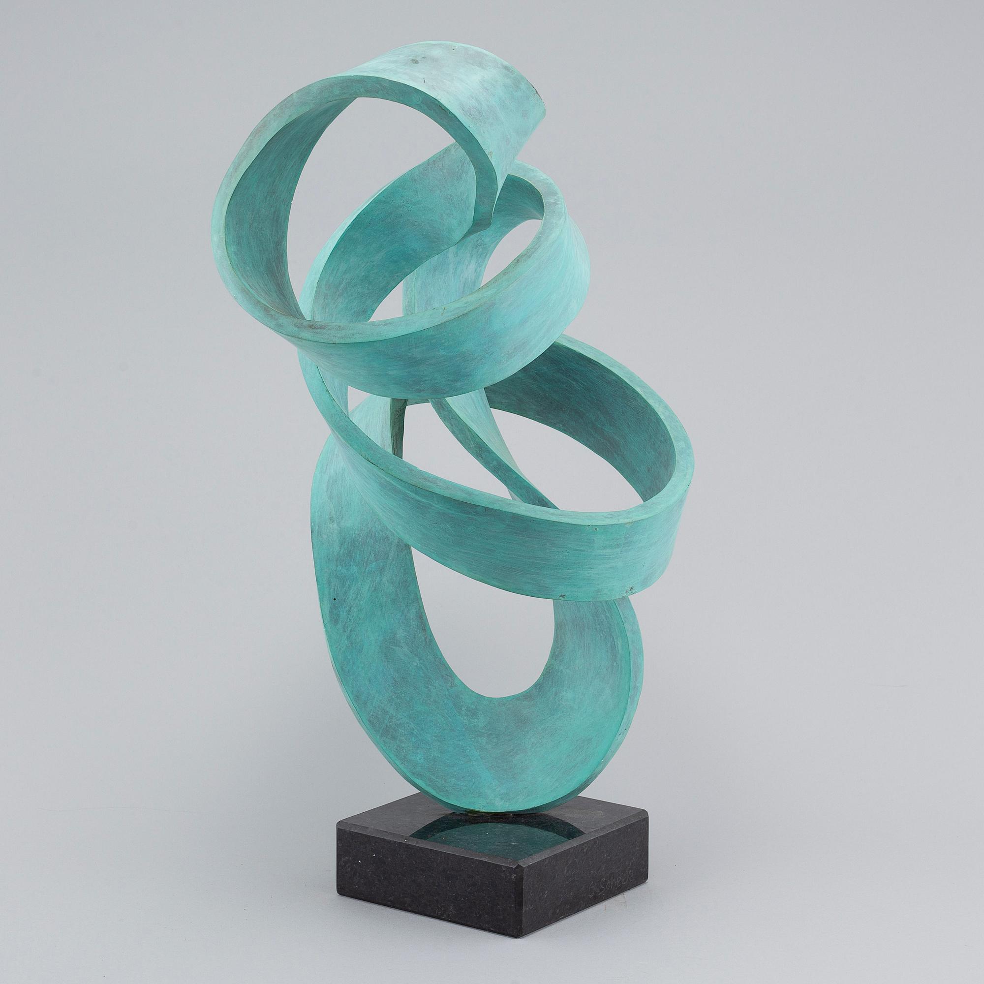 GEORG SCHEELE, sculpture, patinated bronze and granite, signed.