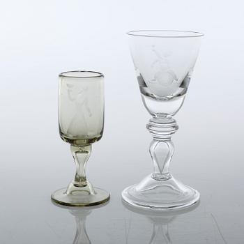 GLAS, 15 st, Kjell Löwenadler, delvis signerade, 1900-talets första hälft.