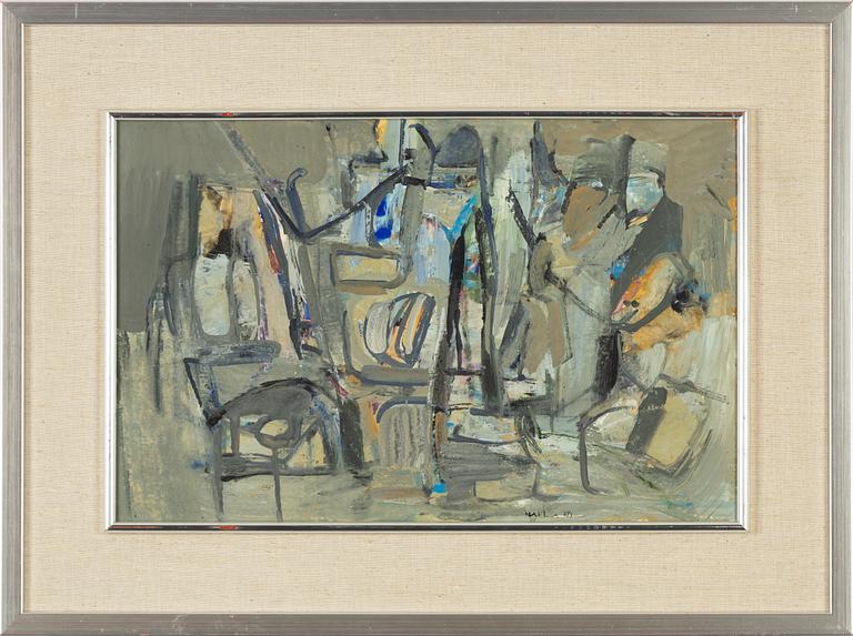 Louis Nallard, tempera on paper-panel, signed.