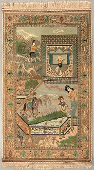 Carpet Oriental figural semi-antique approx. 148x99 cm.