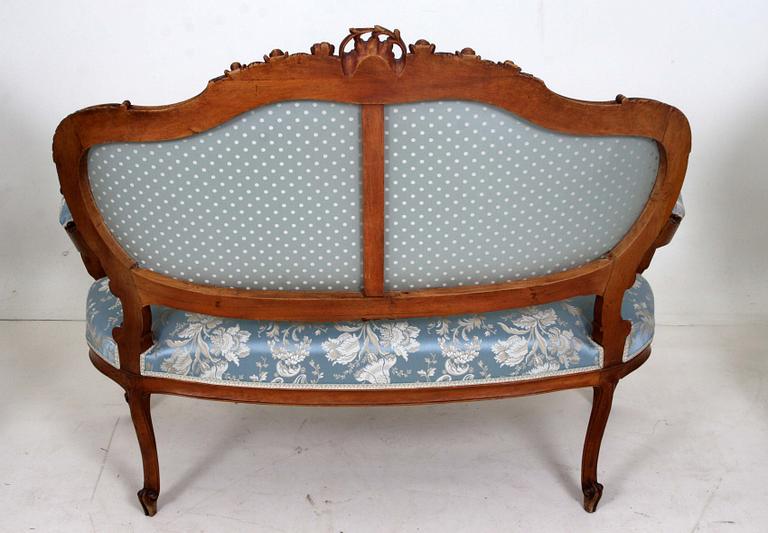 SALONGSMÖBLEMANG, 5 delar, ny-louis XV, 1900-tal.