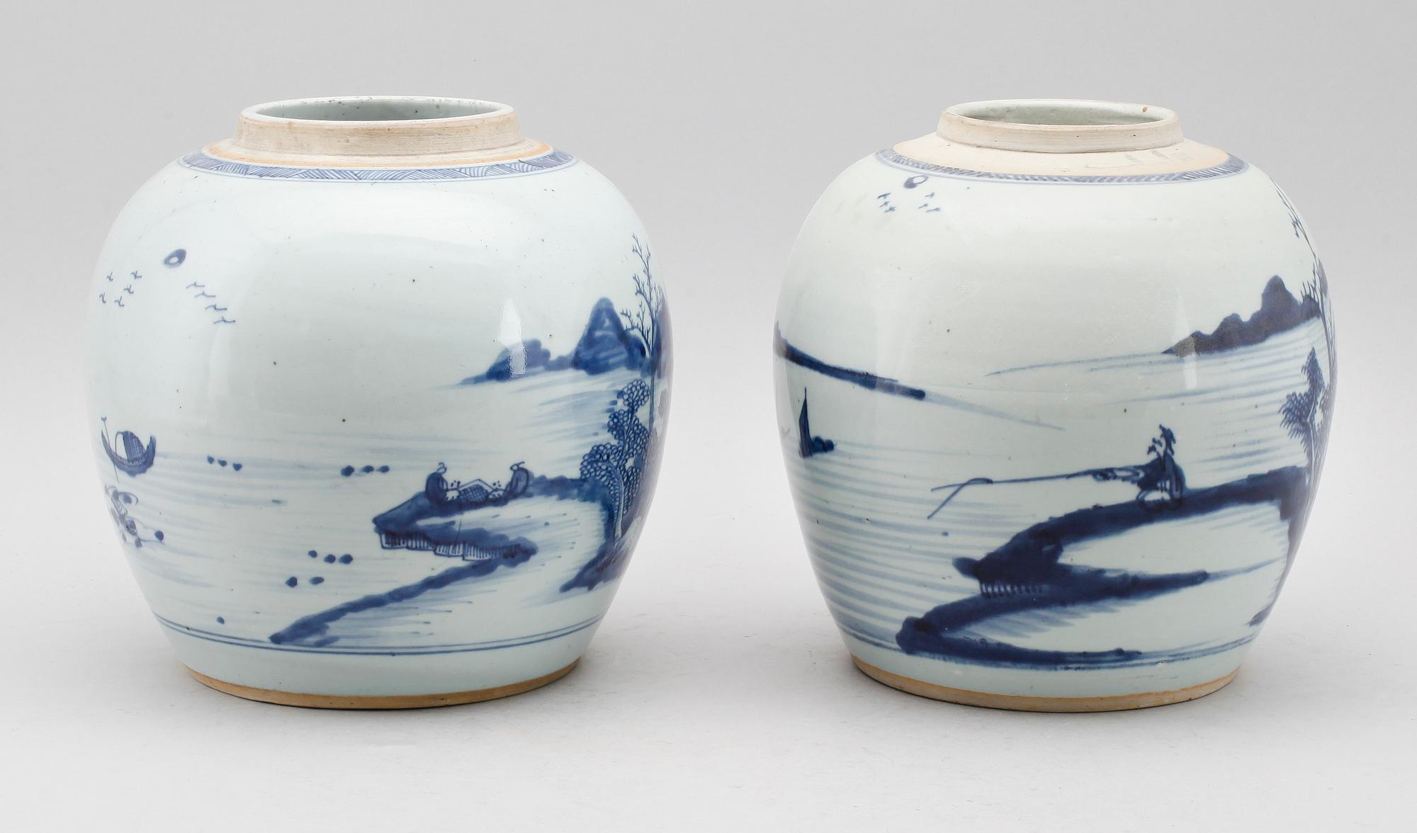 BOJANER, 2 st, porslin, Kina, 1800-tal.