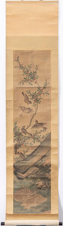 Unidentified artist, deer and birds in a blooming landscape, late Qing dynasty after earlier masters.