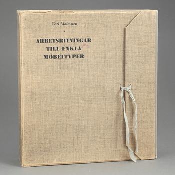 ARBETSRITNINGAR, för enkla möbeltyper av Carl Malmsten, Natur och Kultur 1942. Fyra häften och en broschyr.