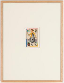 CARL OTTO HULTÉN, collage på spelkort. Signerad och daterad 1946.