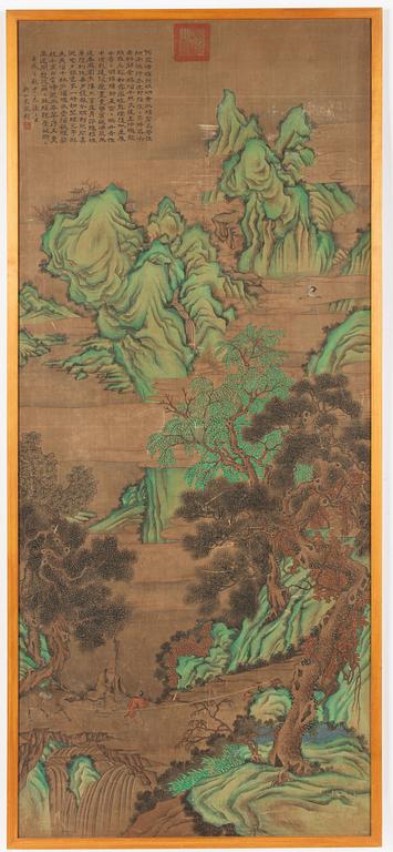Wen Zhengming (1470-1559), efter. Rullmålning, ramad.
