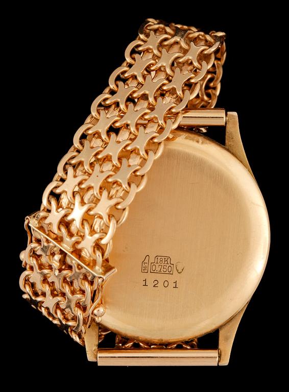 ARMBANDSUR, herr, med band 18k guld, Royal, Shock stop, 1950/60-tal. Totalvikt ca58g.
