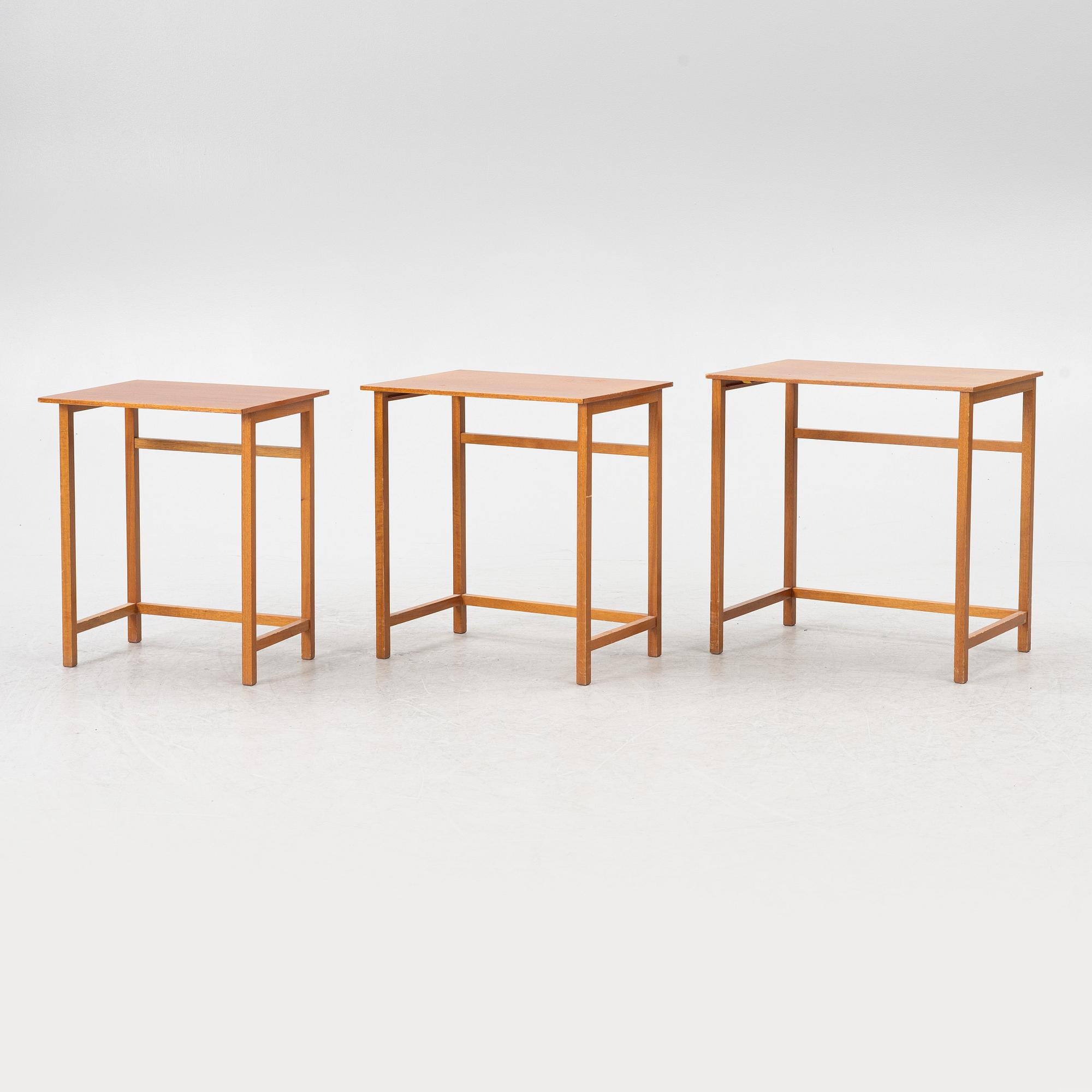 Josef Frank, three nesting tables, model B 618, Firma Svenskt Tenn, prior to 1985.