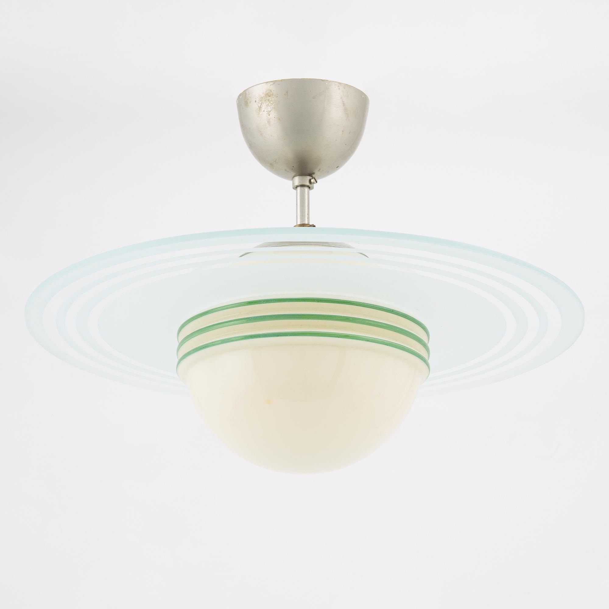 Taklampa, sk Saturnuslampa, funkis, 1930-/1940-tal.