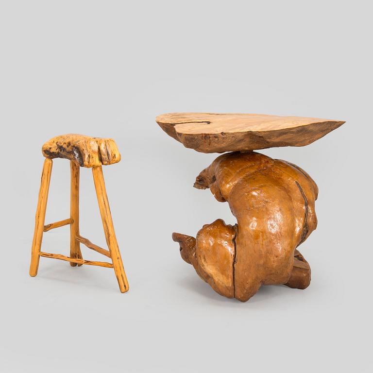 1960/1970s table and a stool.