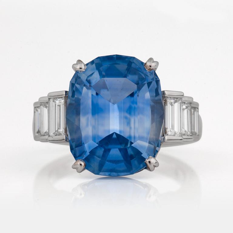 An unheated sapphire and diamond ring.