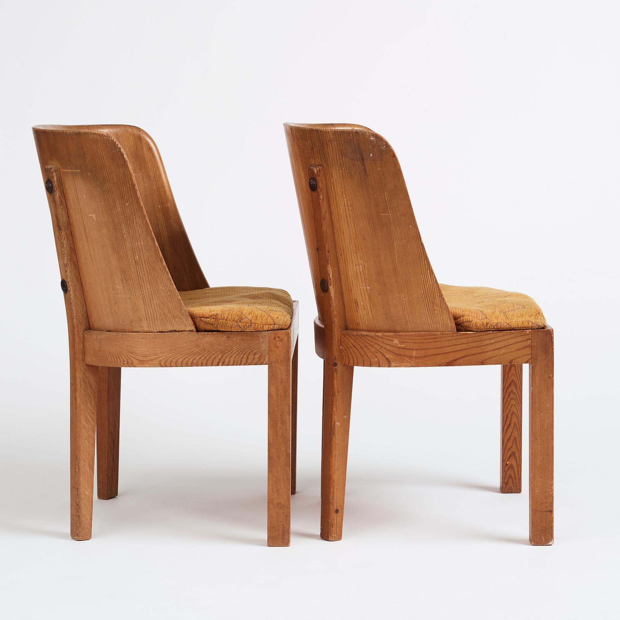Axel Einar Hjorth, a pair of stained pine 'Lovö' chairs, Nordiska Kompaniet, Sweden 1930s.