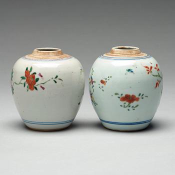 Two famille rose caddies, Qing dynasty, 18th century.