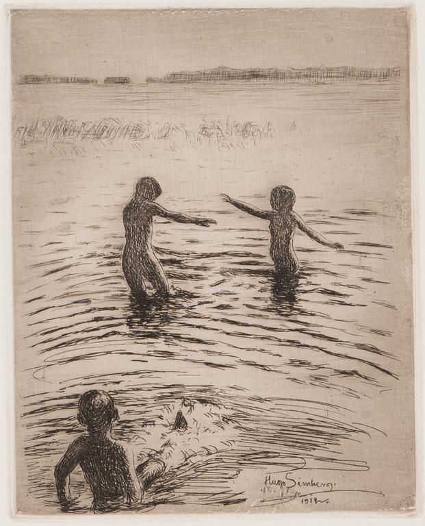 HUGO SIMBERG, viivasyövytys ja kuivaneula, laattasigneerattu ja merkattu "efter fotogr.1902".