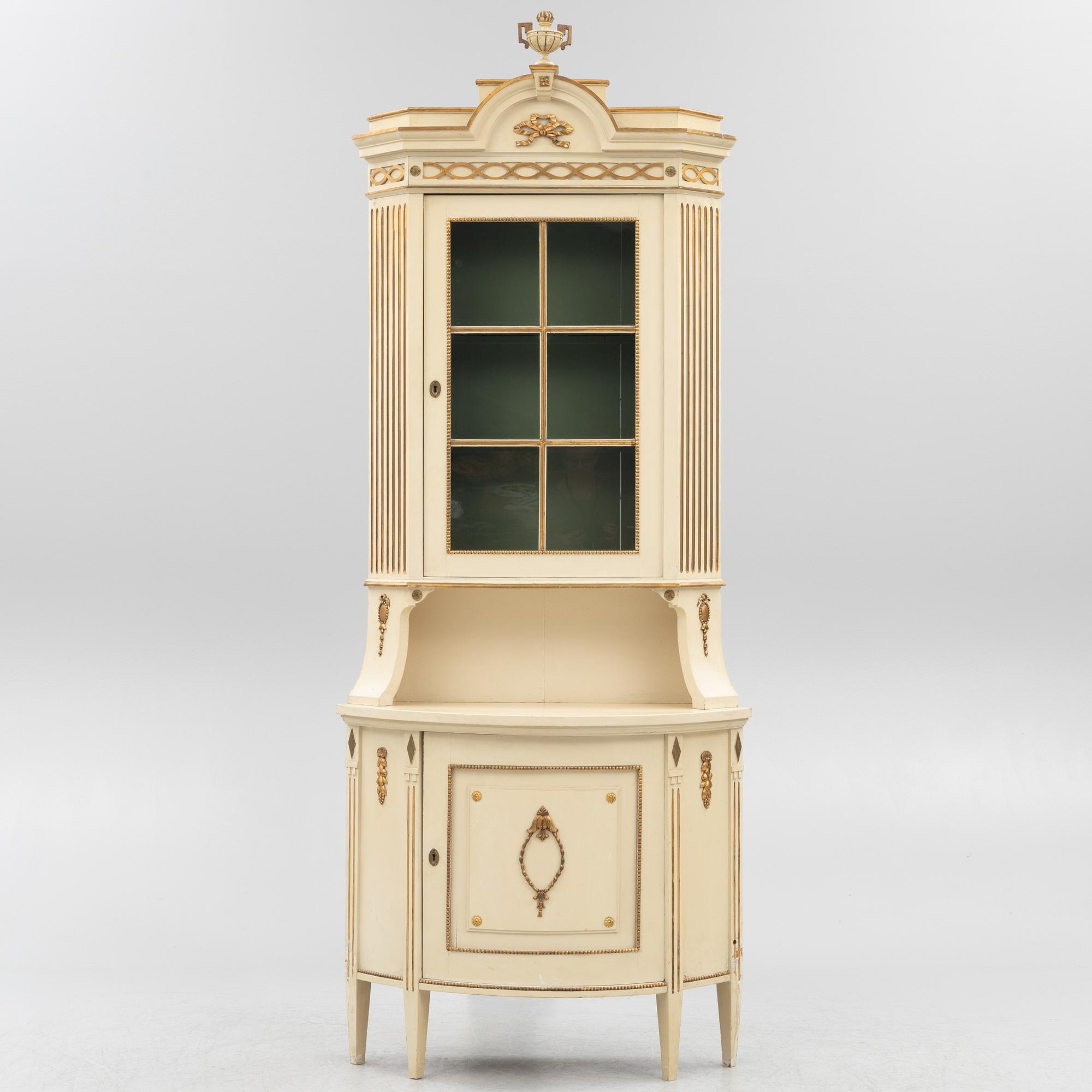Corner cabinet, circa mid-20th century, Gustavian style.
