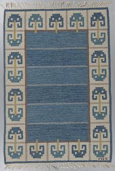 Anna-Greta Sjöqvist, a carpet, flat weave, ca 200-201 x 135,5-138 cm, signerad AGS.