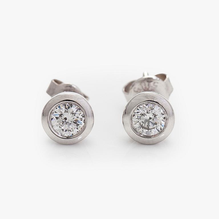 Earrings, brilliant-cut diamonds totalling circa 0.60 ct, 14K white gold.