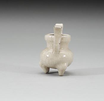 A Ge-glazed tripod censer, Qing dynasty, 17th Century.