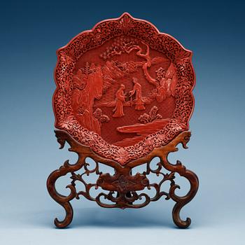 1501. A red lacquer tray, Qing dynasty (1644-1912).