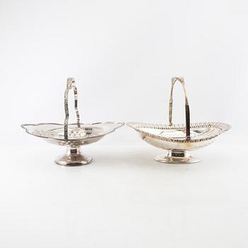 Bread baskets, 2 pieces, silver-plated, early 20th century.