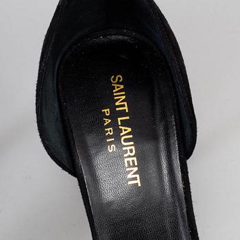 YVES SAINT LAURENT, a pair of suede heels, size 39 1/2.