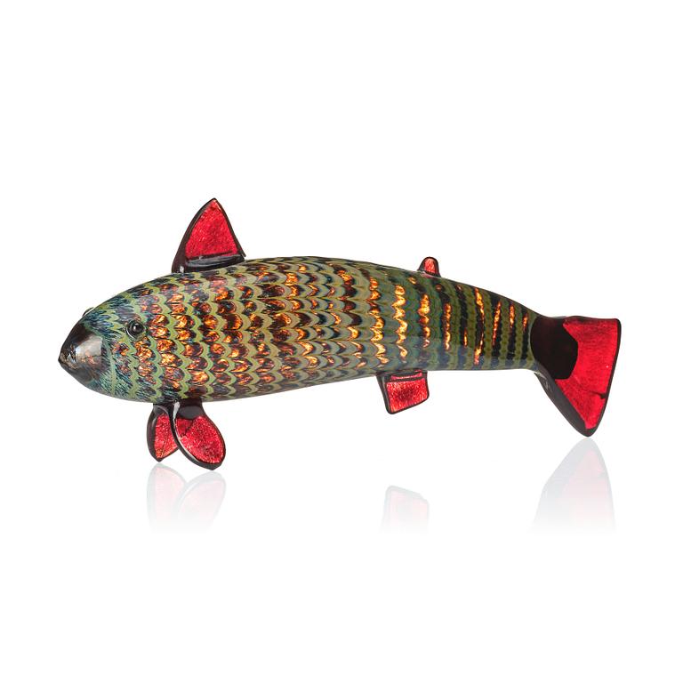 Oiva Toikka, a glass sculpture of a fish, Nuutajärvi Notsjö Iittala, Finland, ed. 124/150.