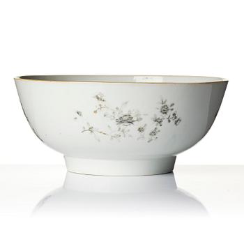 A grisaille decorated punch bowl, Qing dynasty, 18th century.