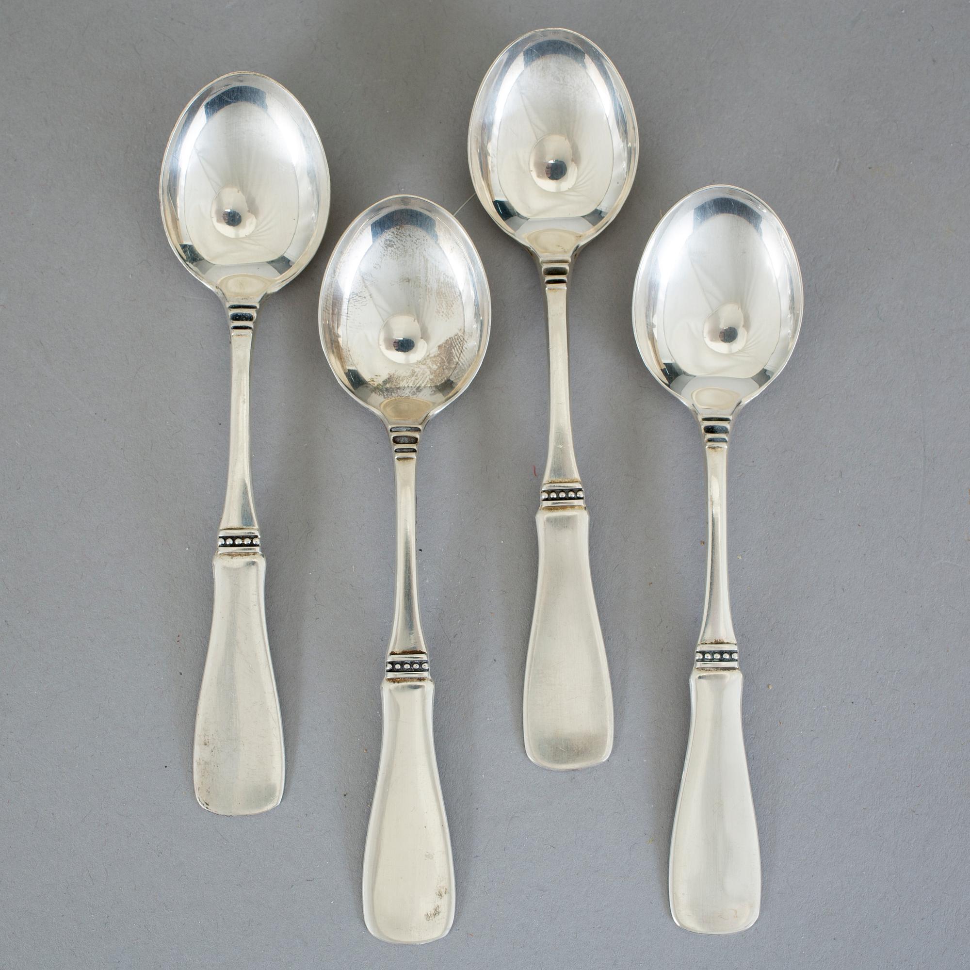 KAFFESKEDAR, 14 st, silver, modell Uppsala, MGAB, 1960-tal. Total vikt ca 212 g.